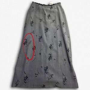 FLAWED Chapter One Vintage 90s Grey Floral Maxi Skirt Lace Trim Grunge Goth